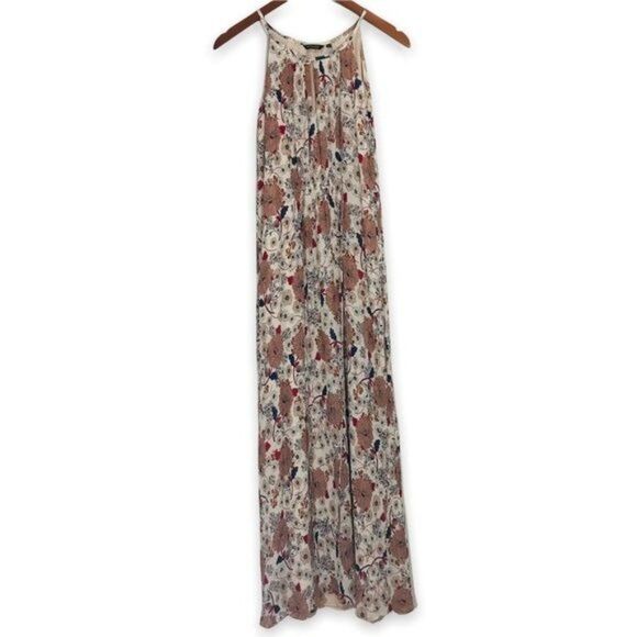 MASSIMO DUTTI Silk Blend Floral Crepe Halter Maxi Dress Size 2 - Picture 3 of 13